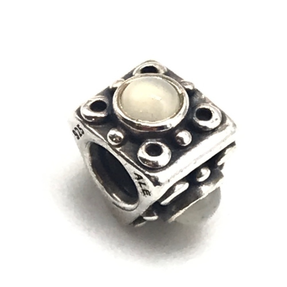 Pandora Retired Triangular Moonstone Triple 3 Sid… - image 3